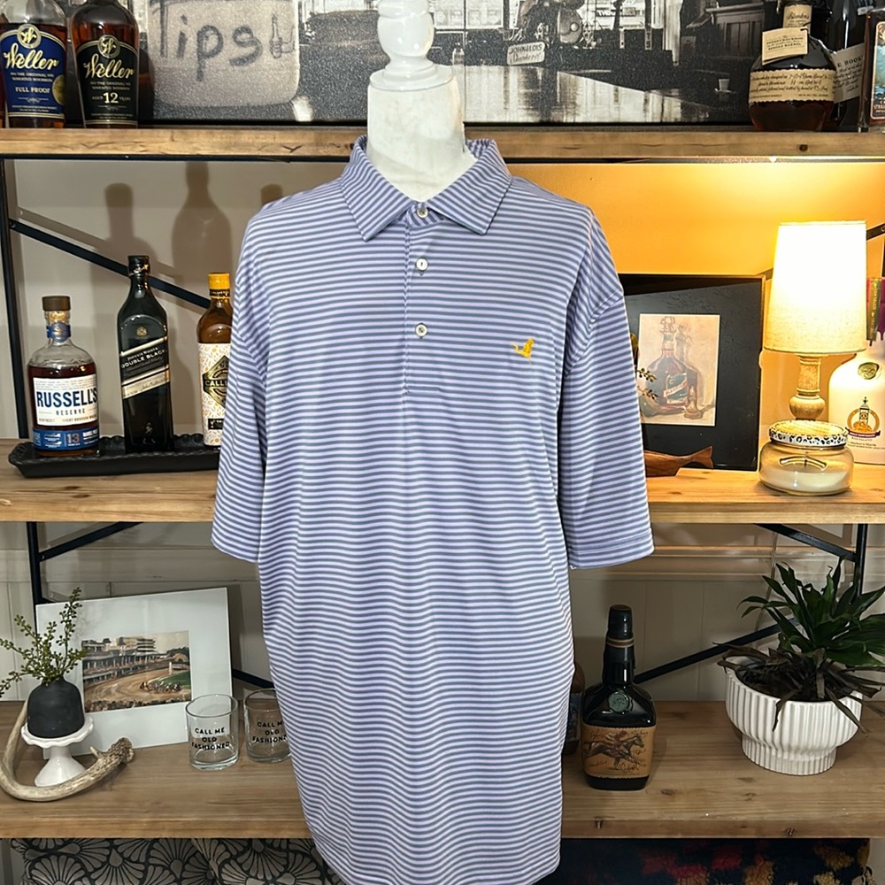 Peter Millar Summer Comfort golf Polo Lavender/Grey Striped XL